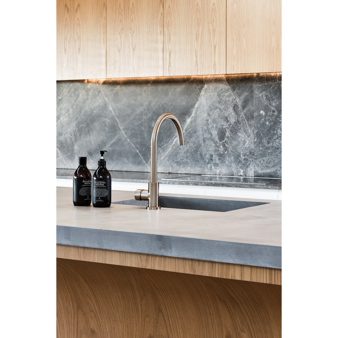 Meir Round Pinless Gooseneck Kitchen Mixer Tap Champagne