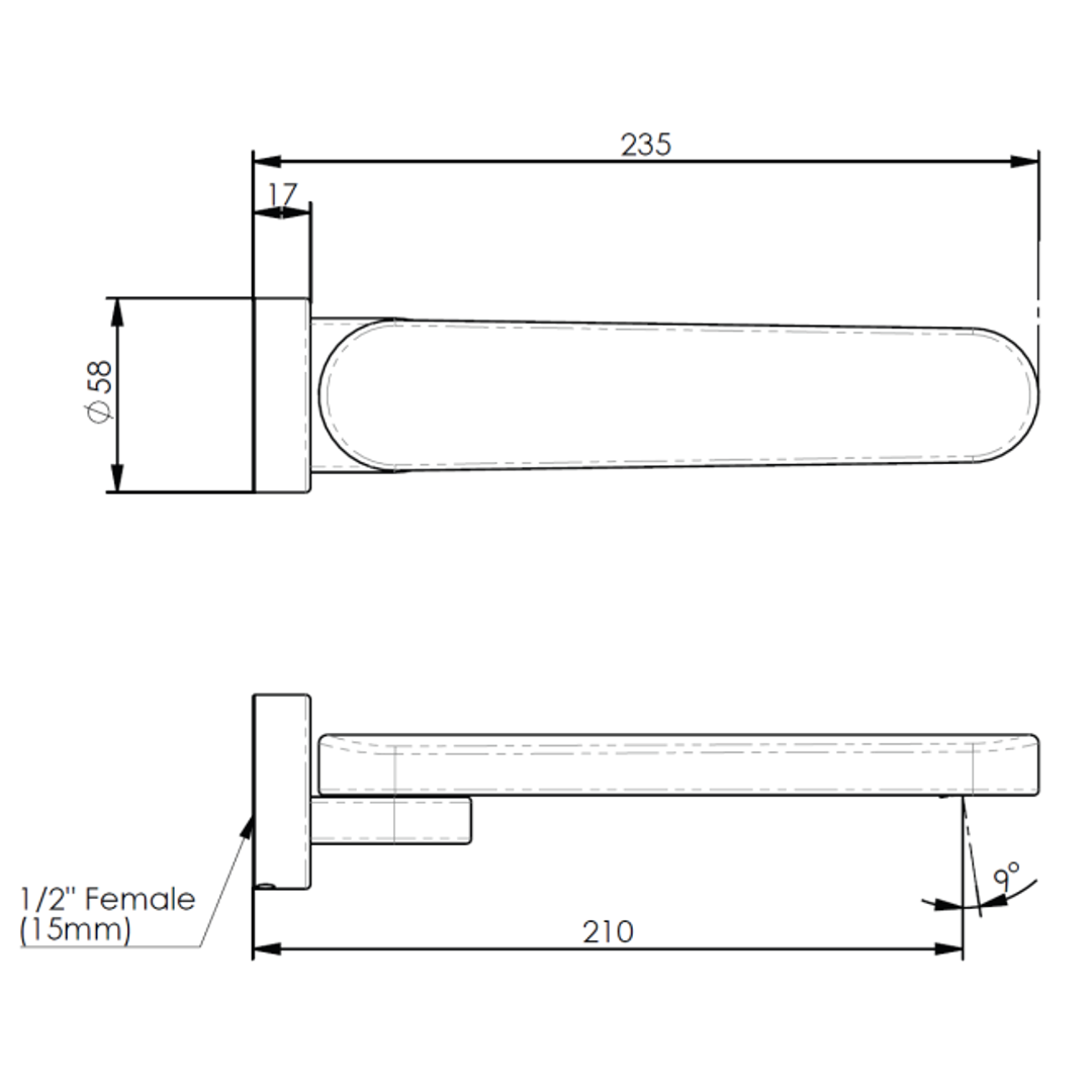 Greens Astro II Swivel Bath Spout - Chrome
