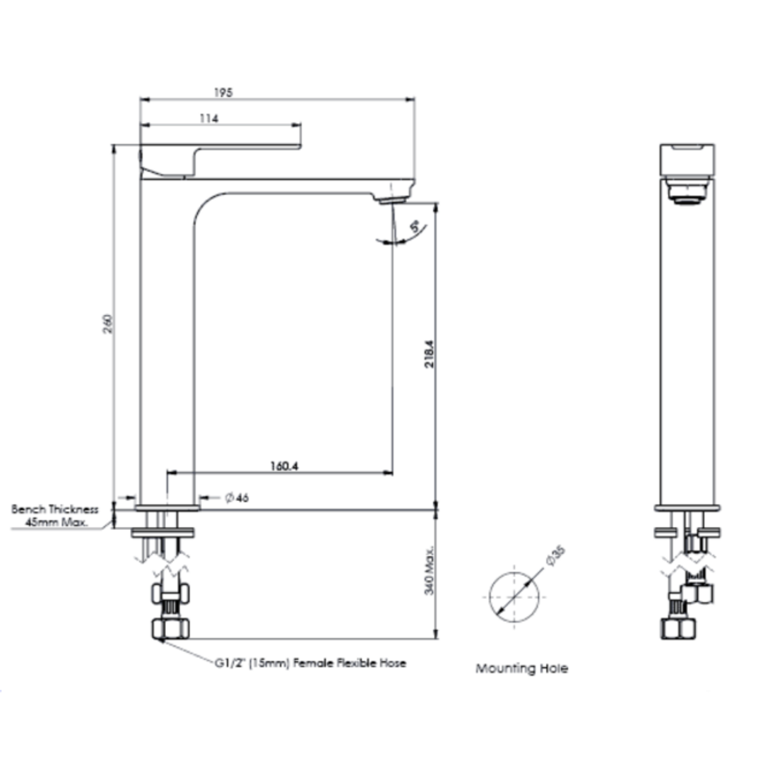 Greens Astro II Tower Basin Mixer - Gunmetal