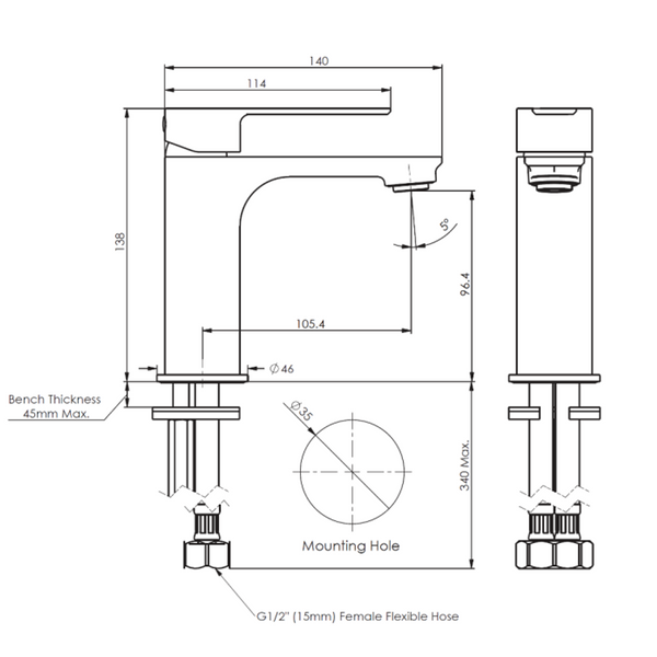 Greens Astro II Basin Mixer - Matt Black