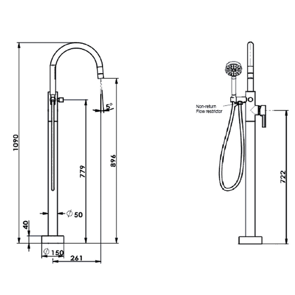 Greens Gisele Freestanding Bath Filler Pvd Brushed Nickel