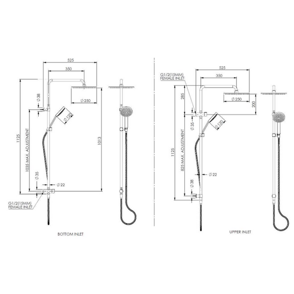 Greens Lavish Brass Twin Rail Shower Pvd Matte Black