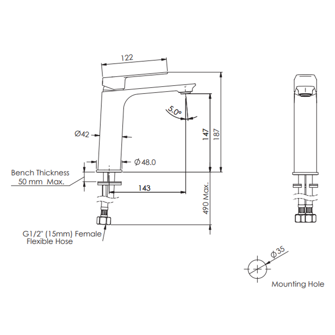 Greens Novi Basin Mixer Mid Matte Black