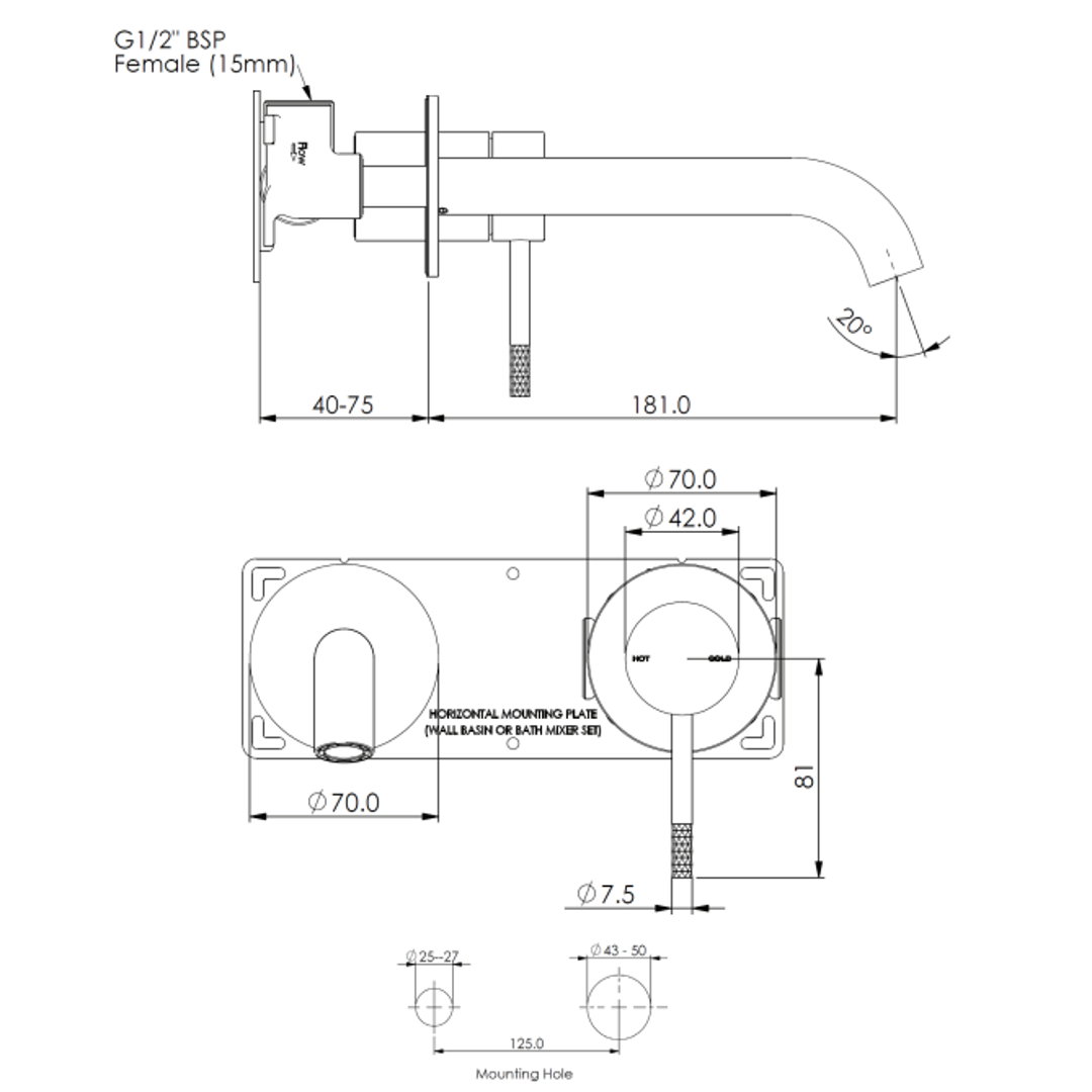 Greens Optima Plus Wall Basin / Bath Mixer Chrome