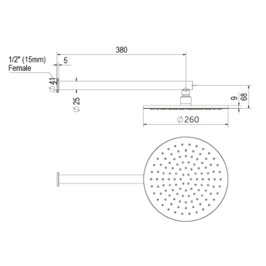 Greens Optima Plus Wall Shower Matte Black