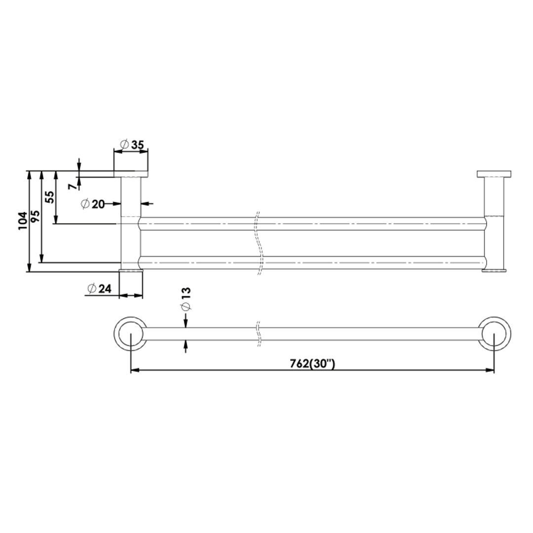 Greens Reason Double Towel Rail Pvd Brushed Brass