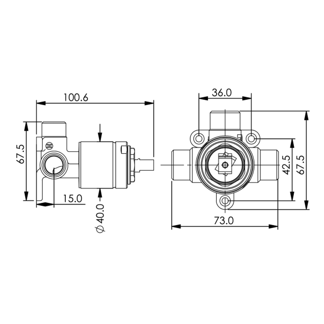 Greens Universal Shower Mixer Body Mp35 Round Suits Any Finish