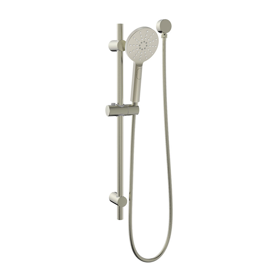 Collis Bakara 3F Round Hand Shower On Retro Fit Rail Brushed Nickel H12013Bn + Rr2