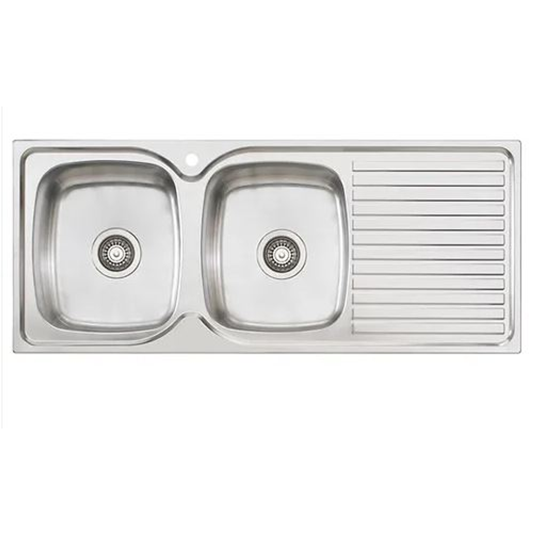 Oliveri Harmony Sink Double Bowl With Drainer 1 Tap Hole Left HB