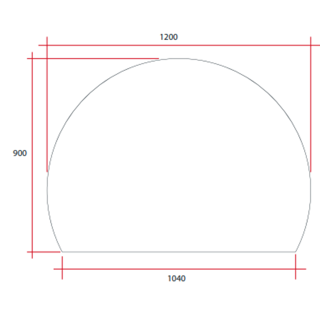 Thermogroup Hamilton D Shaped Polished Edge Mirror 1200x900mm - Glue-to-Wall