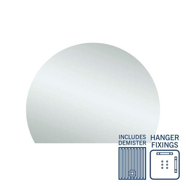 Thermogroup Hamilton D Shaped Polished Edge Mirror 1200x900mm - With Hangers and Demister
