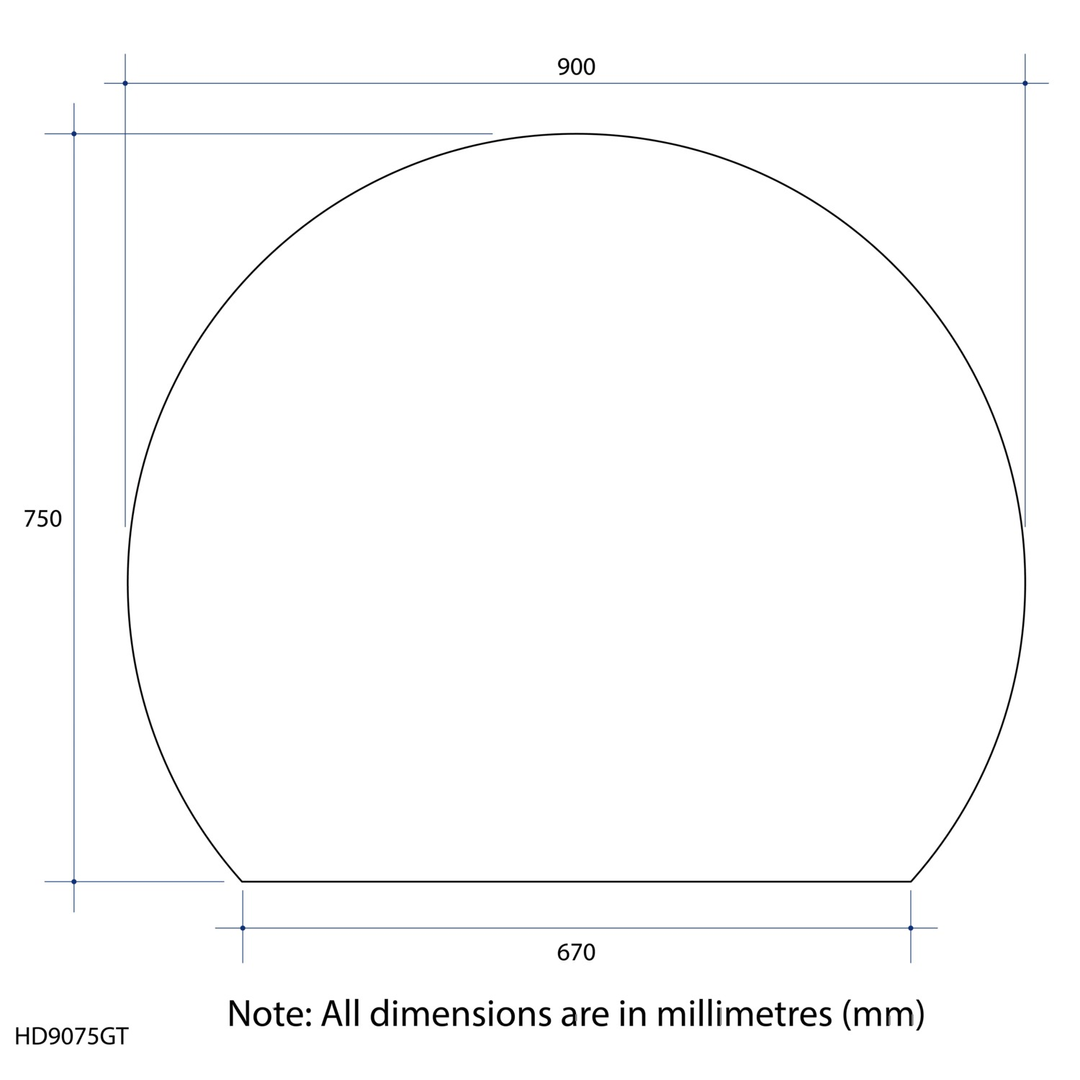 Thermogroup Hamilton D Shaped Polished Edge Mirror 900x750mm - Glue-to-Wall and Demister