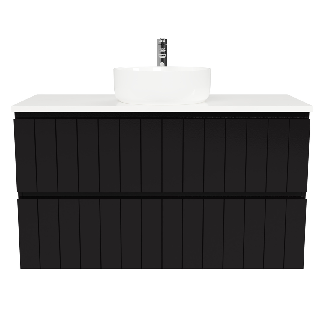 Timberline Henley Wall Hung Vanity 1050mm Centre White Gloss Basin Wall Hung SilkSurface Top