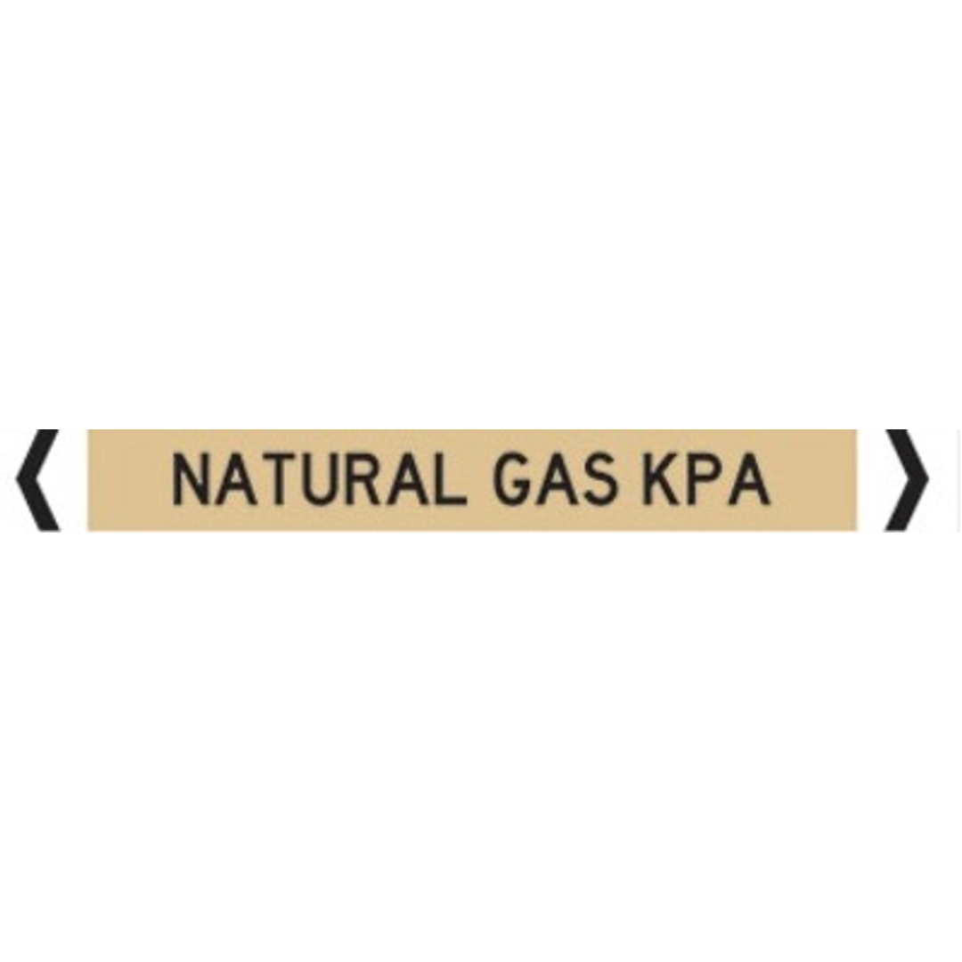 Pipe Marker Sticker (Med) Natural Gas Kpa 10 Pack 400Mm X 27Mm