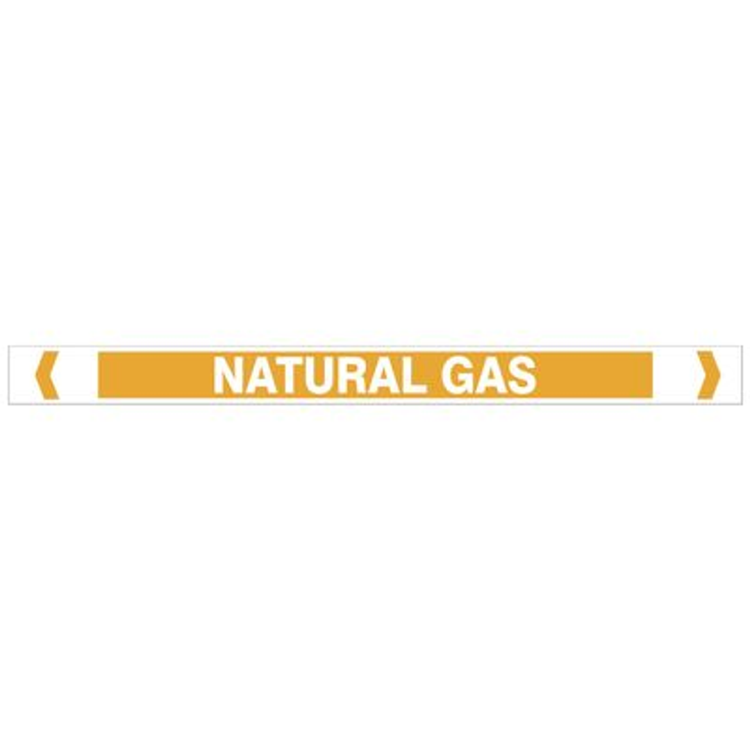 Pipe Marker Sticker (Med) Natural Gas Pipe 10 Pack 400Mm X 27Mm