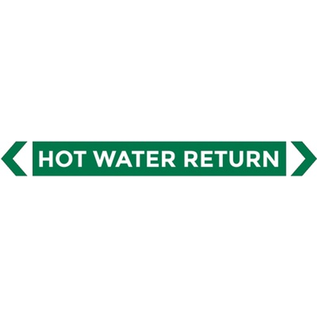 Pipe Marker Sticker (Med) Hot Water Return 10 Pack 400Mm X 27Mm