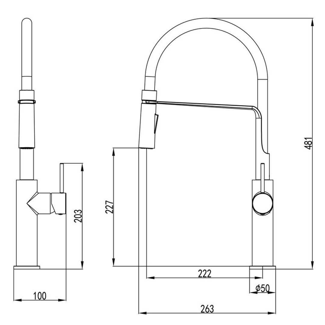BELLA VISTA IKON HALI PULL OUT SINK MIXER BRUSHED NICKEL