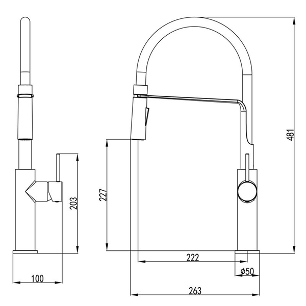 Bella Vista Ikon Hali Pull Out Sink Mixer Chrome