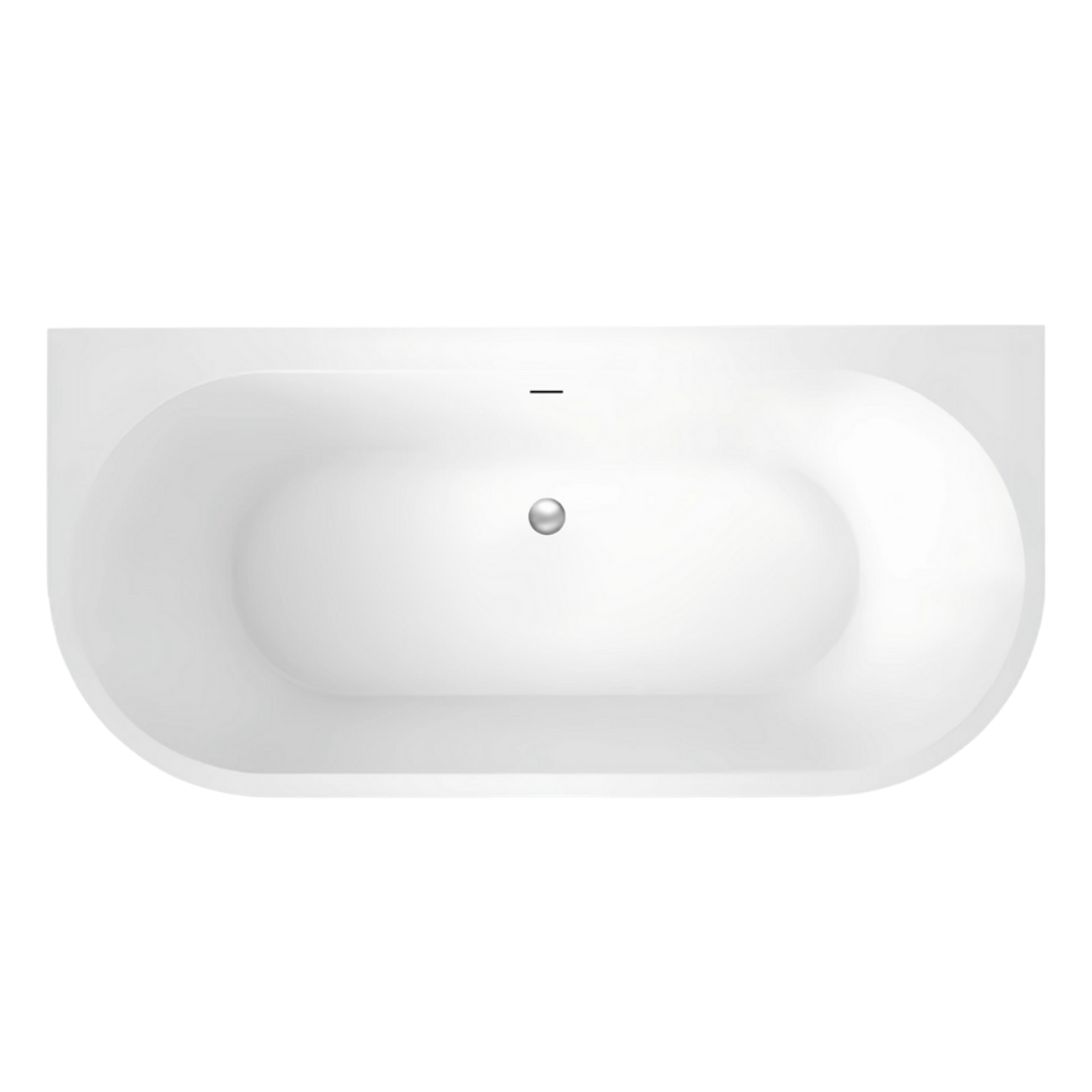 Linsol Idalia 1600Mm Back To Wall Bath With Overflow Gloss White