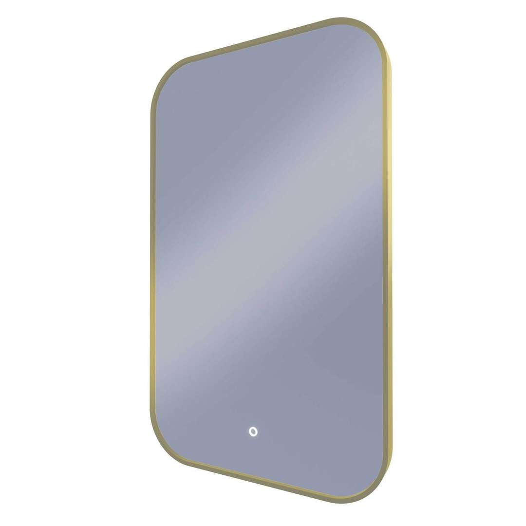 Remer I-Series 600 Soft Rectangle Led Mirror With Demister Nordic Gold Frame