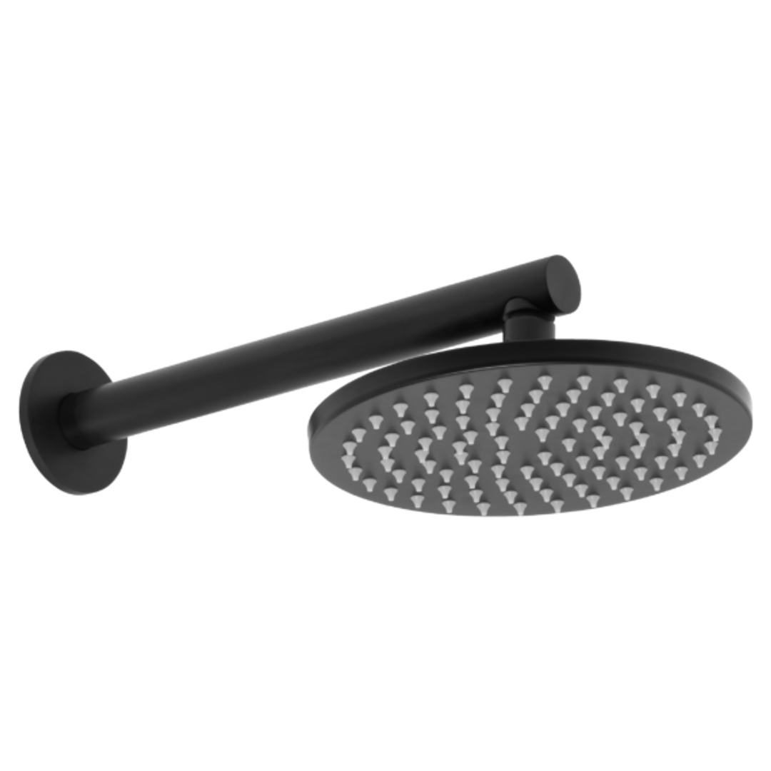 Johnson Suisse Venezia Overhead Shower With Wall Shower 300Mm Arm Matte Black