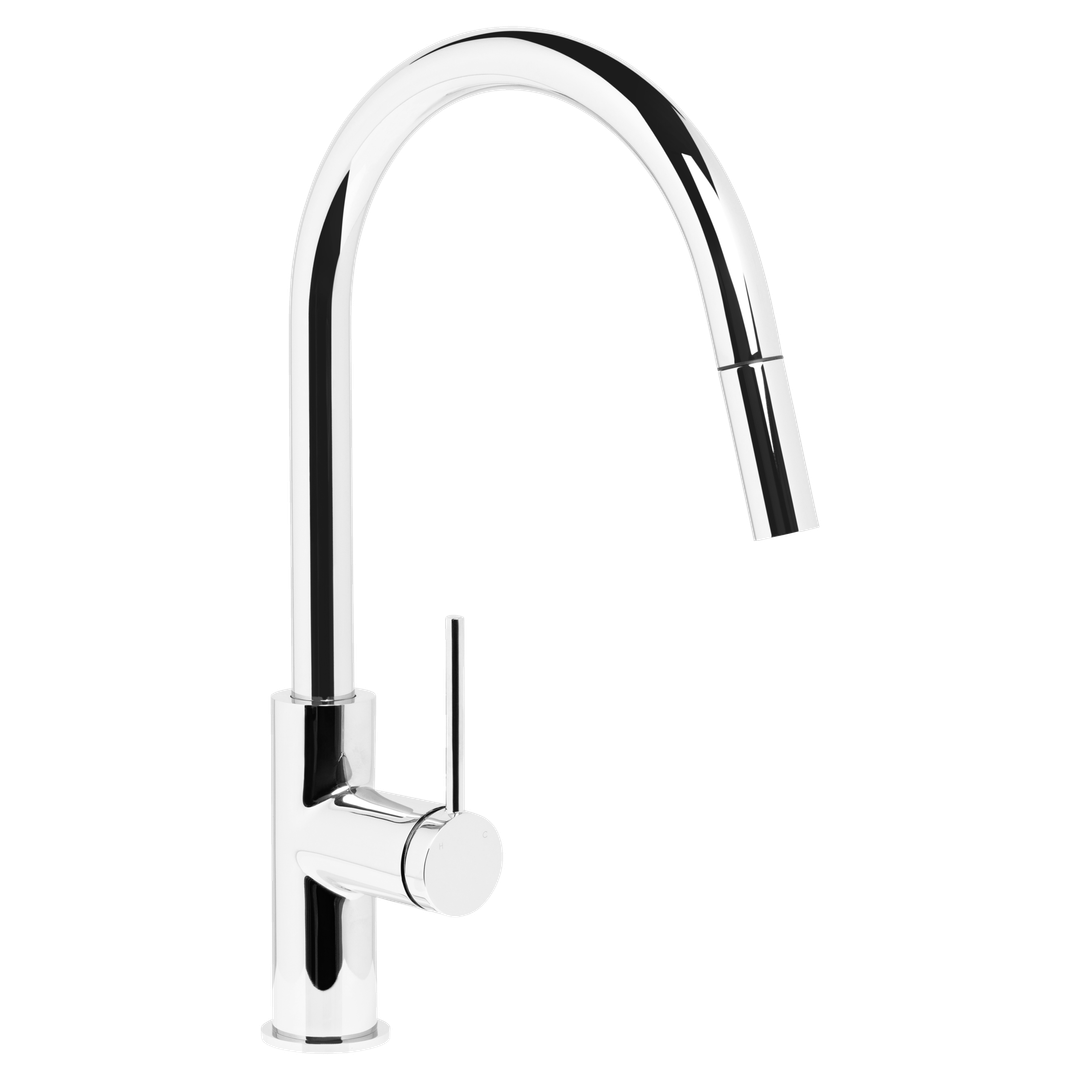 Johnson Suisse Venezia Gooseneck Pull Out Sink Mixer Chrome Lead Free