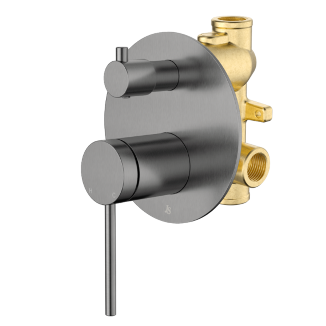 Johnson Suisse Venezia Shower Mixer With Diverter Kit Complete Gun Metal