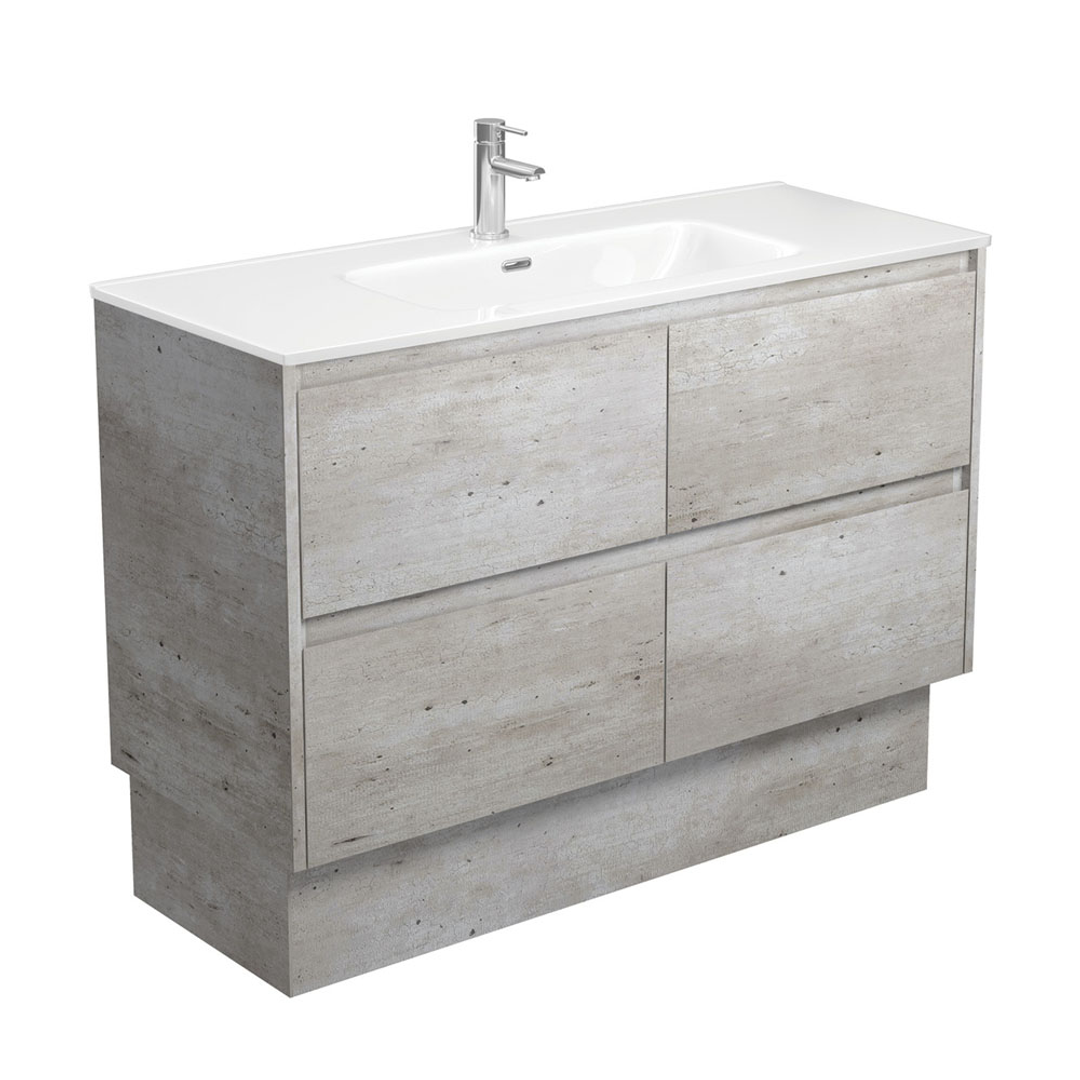 Fienza Amato Industrial Vanity Matte White Sides & Joli Top 1 Tap Hole