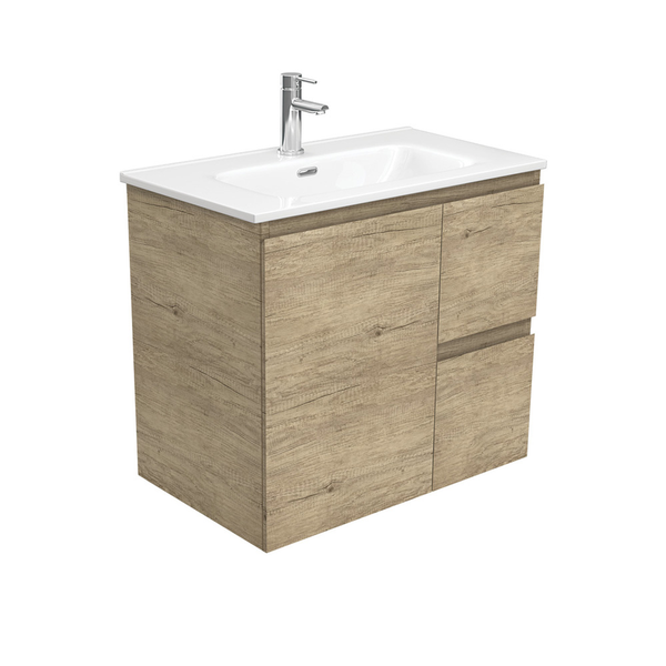 Fienza Joli Ceramic 750 Edge Scandi Oak Wall Hung Cab Right 1 Tap Hole