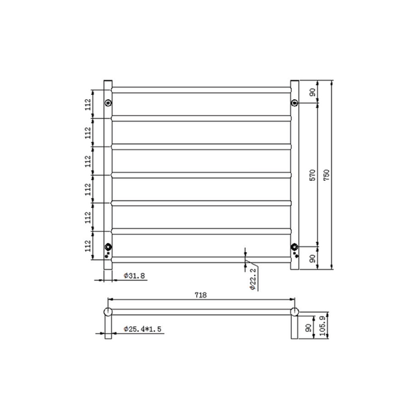 Linsol Allegra 7 Bar Heated Towel Rail - Chrome