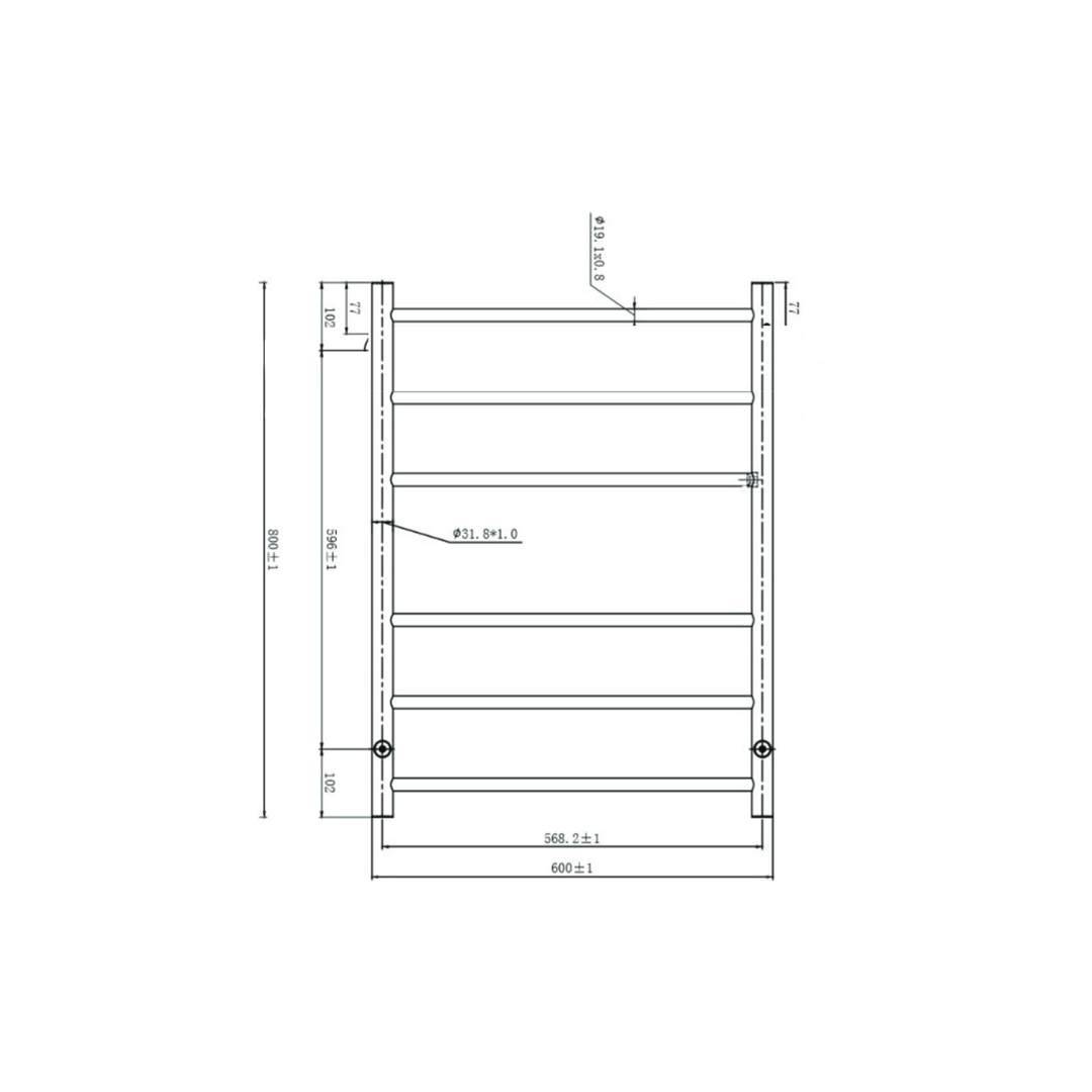 Linsol Avid 6 Bar Heated Towel Rail - Brushed Nickel