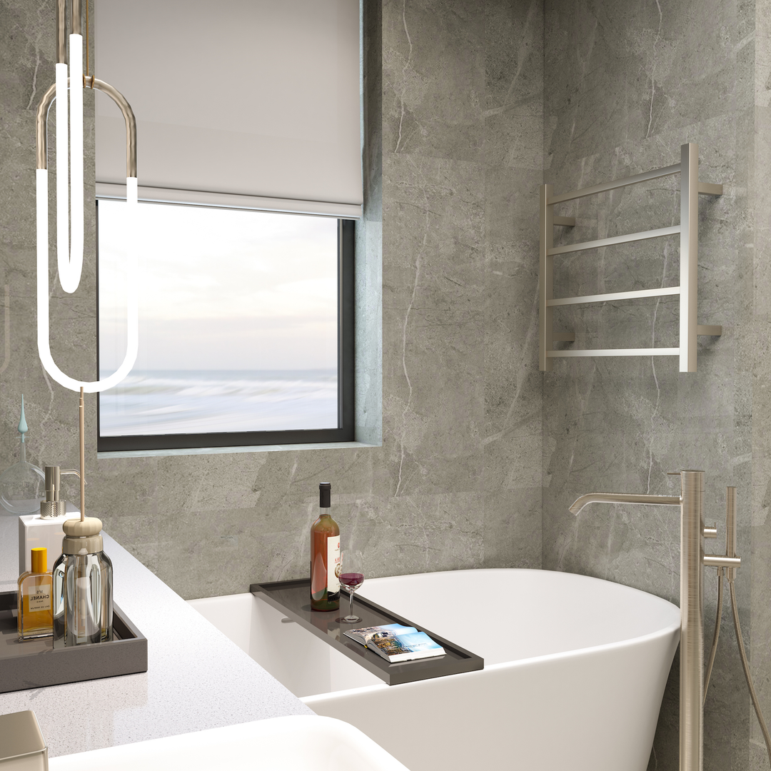 Linsol Spirit 4 Bar Heated Towel Rail - Brushed Nickel