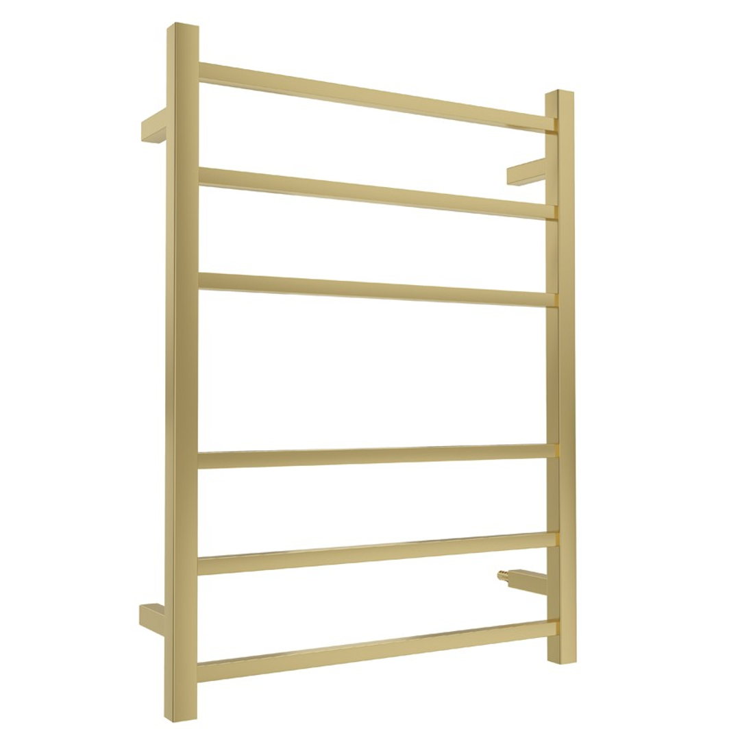 Linsol Spirit 6 Bar Heated Towel Rail - Brushd Brass