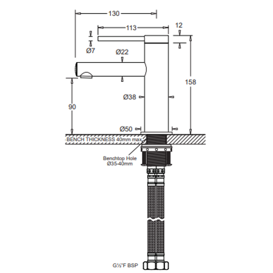 Johnson Suisse Venezia Basin Mixer Gun Metal Lead Free