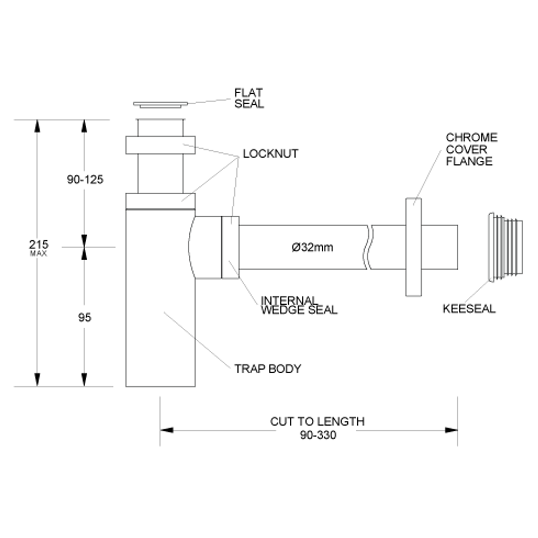 Johnson Suisse Venezia Bottle Trap Pvd Brushed Nickel II
