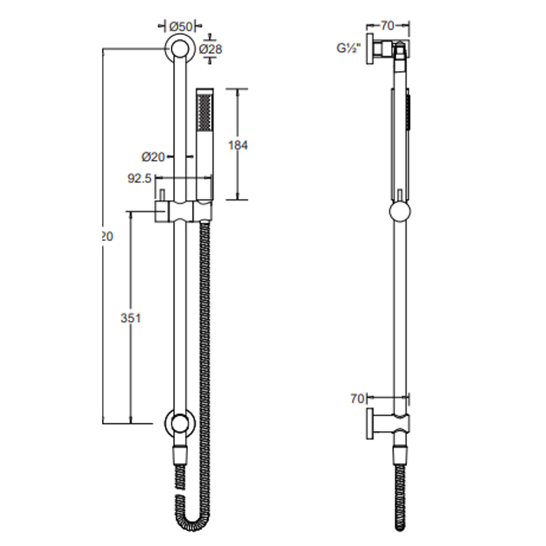 Johnson Suisse Venezia Rail Shower Pvd Brushed Nickel Ii