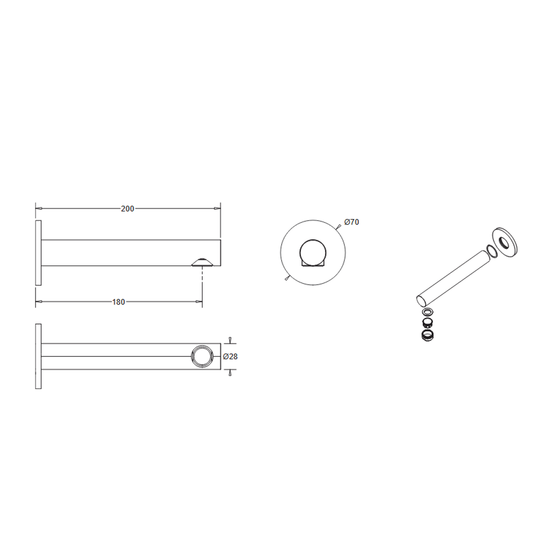 Johnson Suisse Venezia Bath Spout Pvd Brushed Nickel Ii