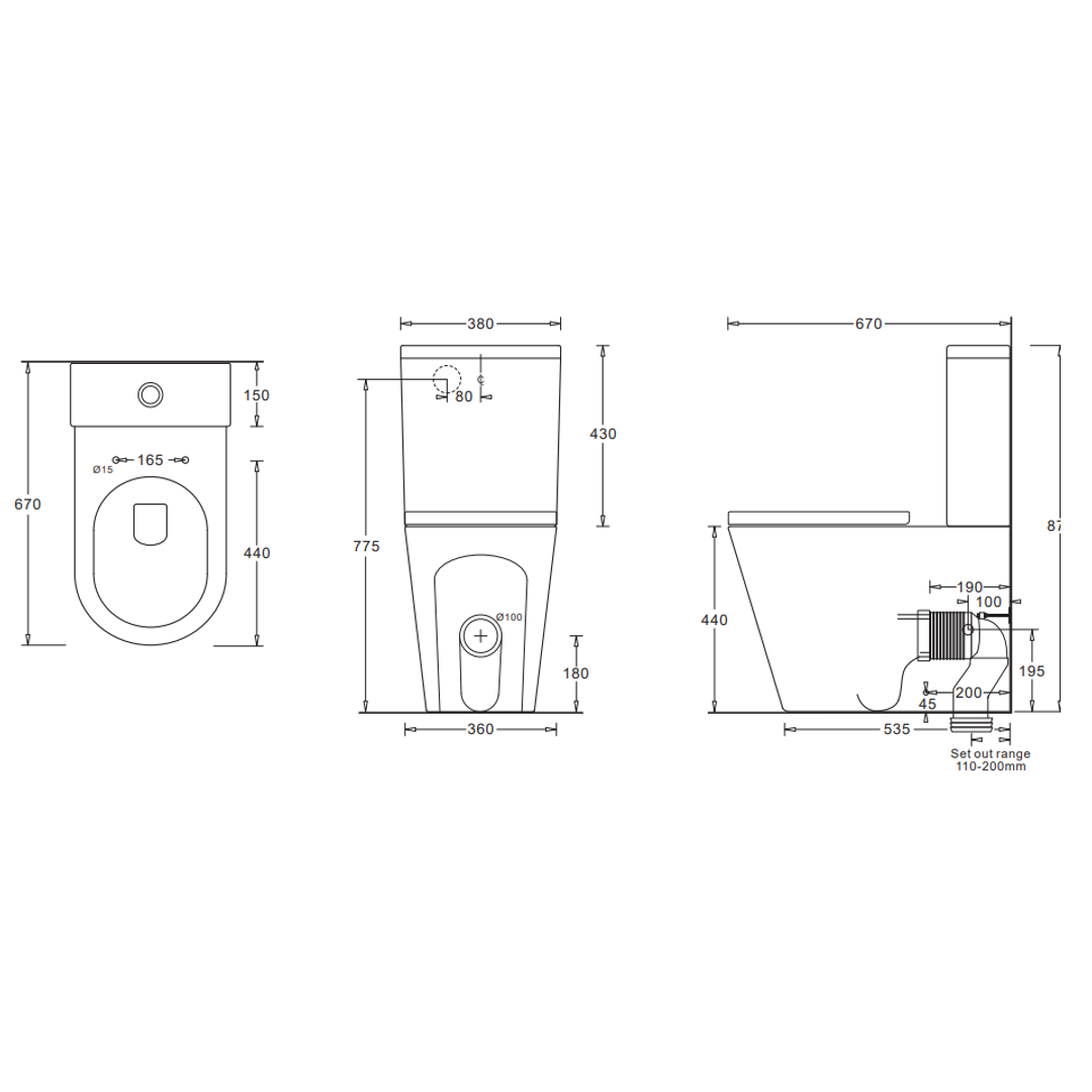Otti Kensington 580X360X100 Oval Basin Matt Black