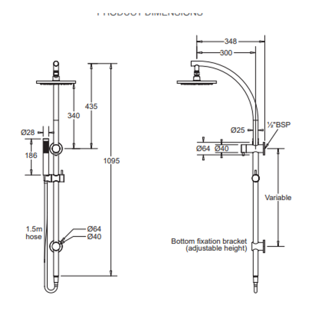 Johnson Suisse Venezia Twin Shower Pvd Brushed Nickel II
