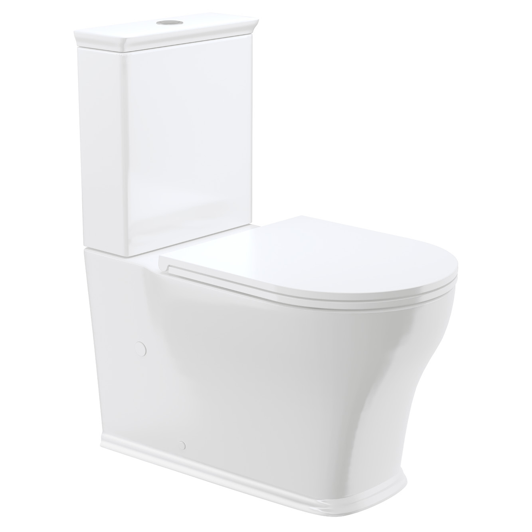 Fienza Lillian Tornado Flush Back to Wall P Trap Toilet Suite Gloss White with Slim Seat