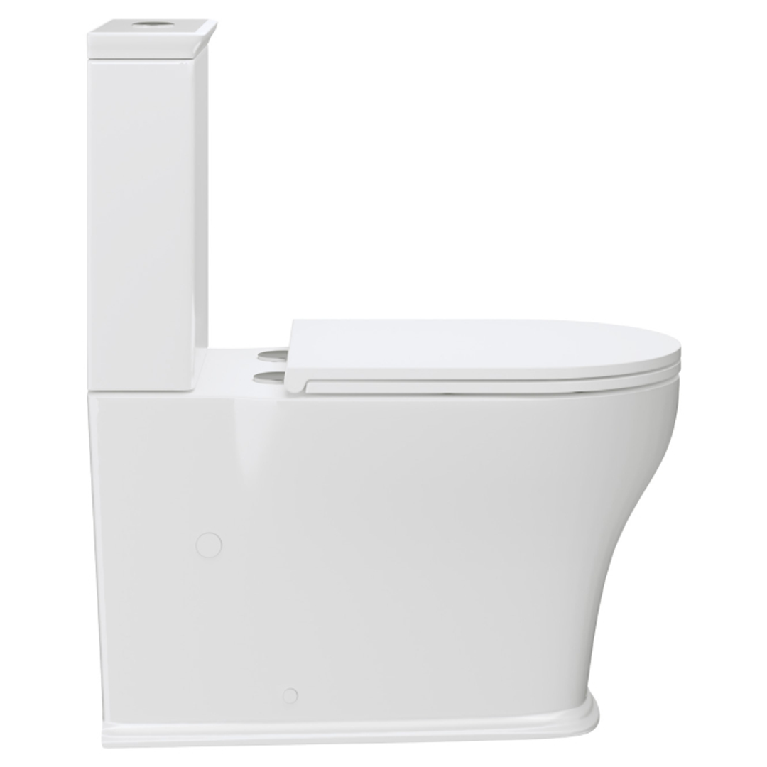 Fienza Lillian Tornado Flush Back to Wall P Trap Toilet Suite Gloss White with Slim Seat