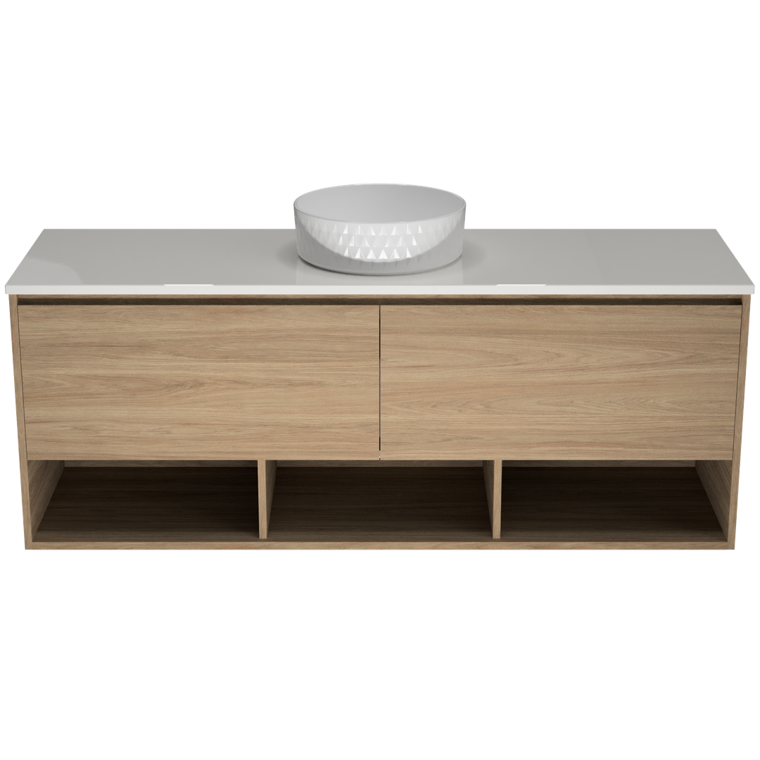 TIMBERLINE KANSAS VANITY 1500MM CENTRE WG BASIN SILKSURFACE AC TOP WALL HUNG