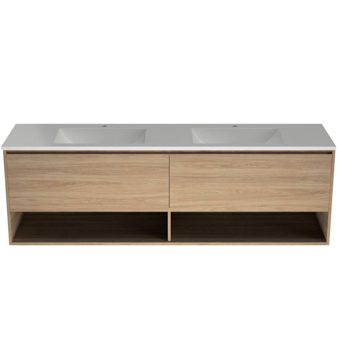 Timberline Kansas Wall Hung Vanity 1800mm Double Bowl