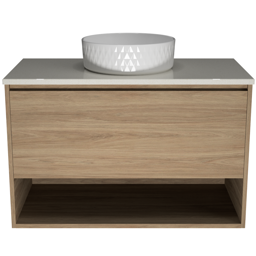 TIMBERLINE KANSAS VANITY 900MM CENTRE WG BASIN SILKSURFACE AC TOP WALL HUNG