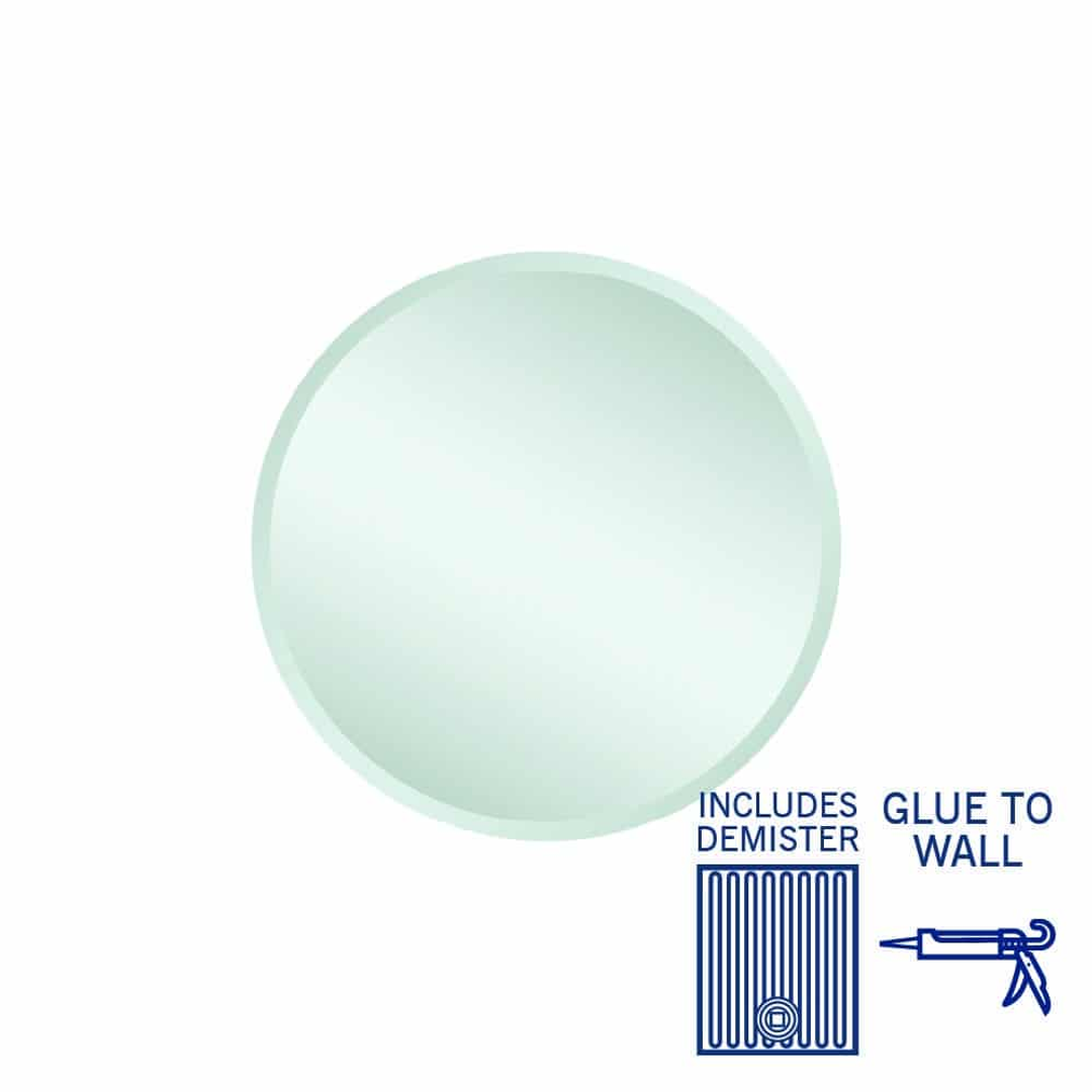 Thermogroup Kent 18mm Bevel Round Mirror 500mmØ - Glue-to-Wall and Demister