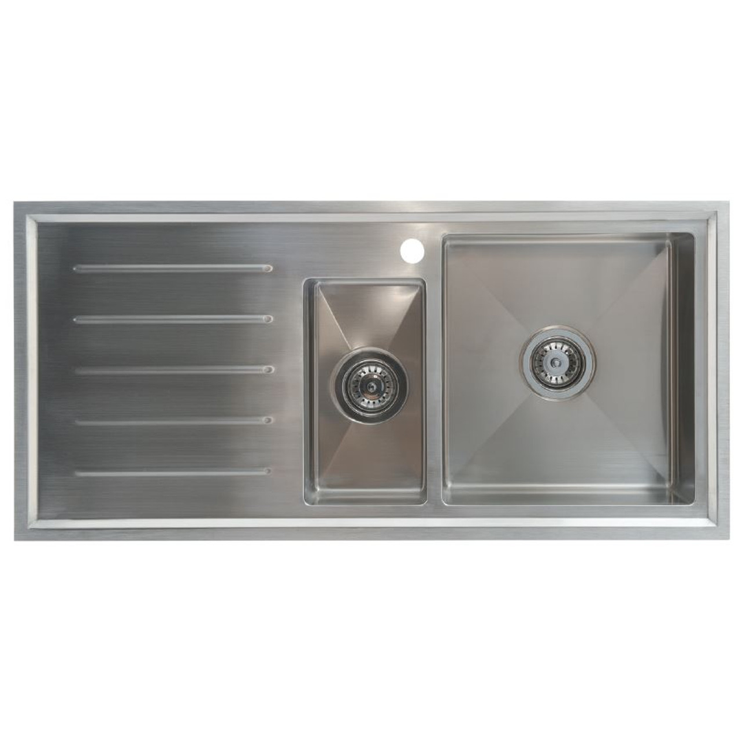 Interchange Kingston 1 & 1/2 Bowl Square Sink with Drainer - 1050 X 500 X 200