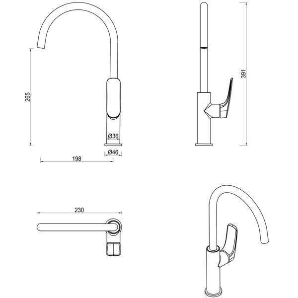 Bella Vista Kaza Sink Mixer French Gold
