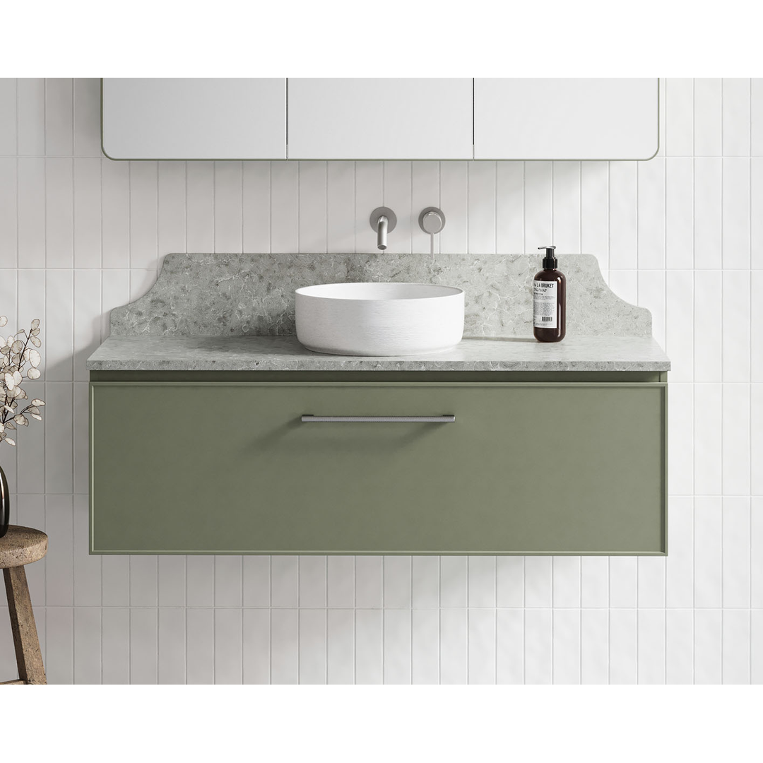 TIMBERLINE KINGSLEY VANITY 750MM CENTRE BOWL HAVEN TOP WALL HUNG