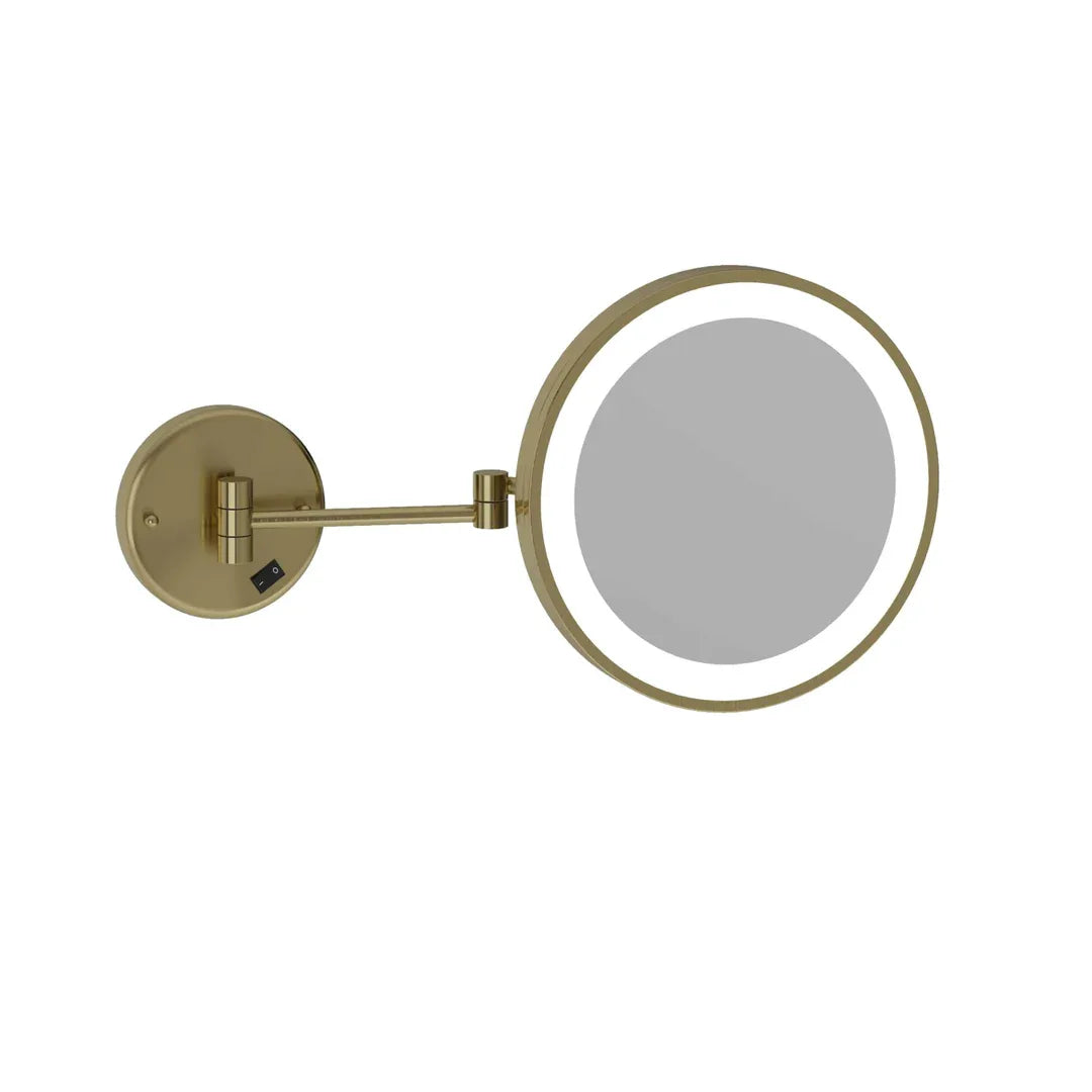3X Magnification Brsh Brass Wall Mounted Shav G Mirror, 250Mm Diameter With Concealed Wir G - Burdens Plumbing