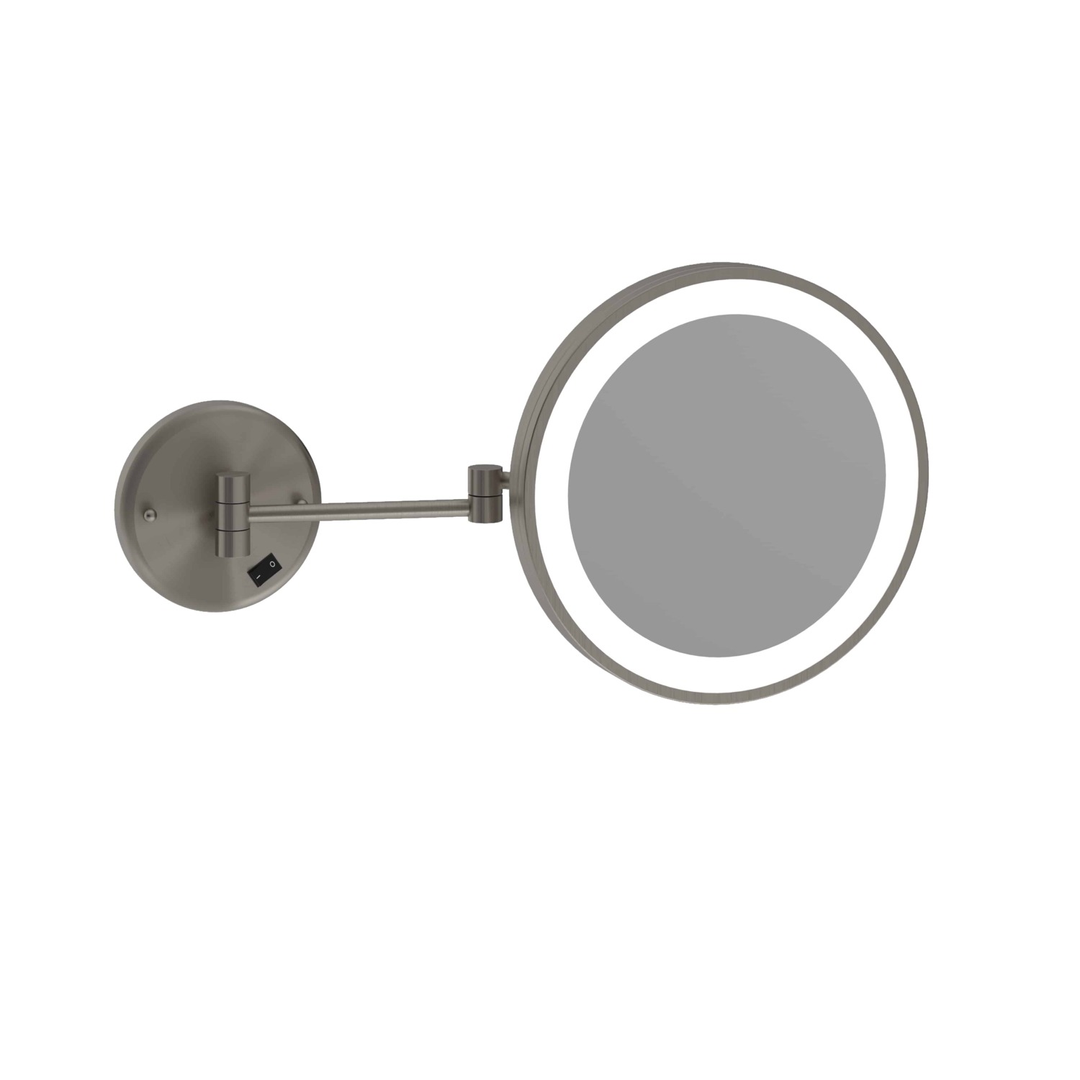 3X Magnification Brushed Nickel Wall Mountshaving Mirror, 250Mm Diameter & Concealed Wiring